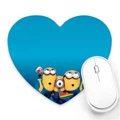 Minions, Blue, Cartoon, Cute, Friends Heart Mousepad by nateshop