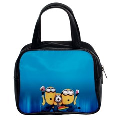 Minions, Blue, Cartoon, Cute, Friends Classic Handbag (two Sides) by nateshop