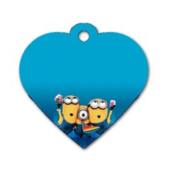 Minions, Blue, Cartoon, Cute, Friends Dog Tag Heart (one Side) by nateshop