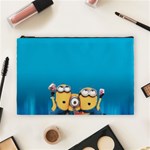 Minions, Blue, Cartoon, Cute, Friends Cosmetic Bag (Large) Front