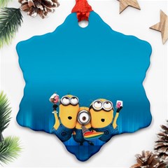 Minions, Blue, Cartoon, Cute, Friends Snowflake Ornament (two Sides)