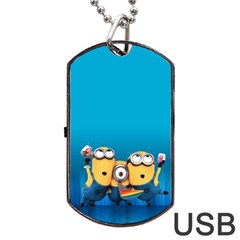 Minions, Blue, Cartoon, Cute, Friends Dog Tag Usb Flash (one Side) by nateshop