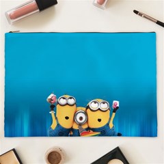 Minions, Blue, Cartoon, Cute, Friends Cosmetic Bag (xxl) by nateshop