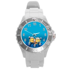 Minions, Blue, Cartoon, Cute, Friends Round Plastic Sport Watch (l) by nateshop