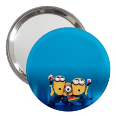 Minions, Blue, Cartoon, Cute, Friends 3  Handbag Mirrors by nateshop