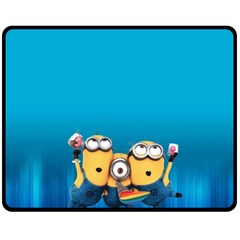 Minions, Blue, Cartoon, Cute, Friends Two Sides Fleece Blanket (medium) by nateshop