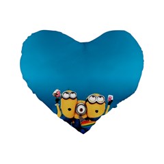 Minions, Blue, Cartoon, Cute, Friends Standard 16  Premium Heart Shape Cushions by nateshop