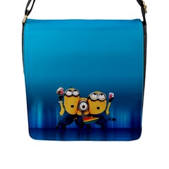 Minions, Blue, Cartoon, Cute, Friends Flap Closure Messenger Bag (l) by nateshop