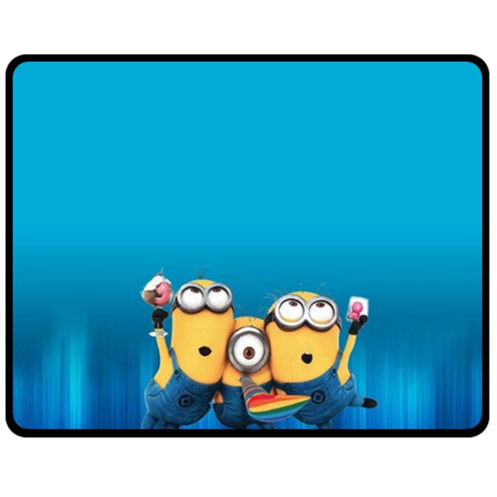 Minions, Blue, Cartoon, Cute, Friends Two Sides Fleece Blanket (Medium)