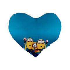 Minions, Blue, Cartoon, Cute, Friends Standard 16  Premium Flano Heart Shape Cushions by nateshop