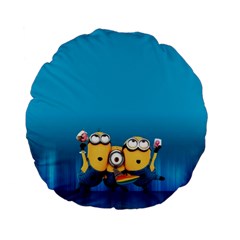 Minions, Blue, Cartoon, Cute, Friends Standard 15  Premium Flano Round Cushions by nateshop