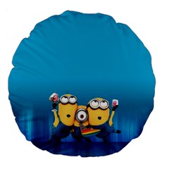 Minions, Blue, Cartoon, Cute, Friends Large 18  Premium Flano Round Cushions by nateshop