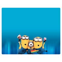 Minions, Blue, Cartoon, Cute, Friends Two Sides Premium Plush Fleece Blanket (medium) by nateshop