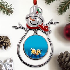 Minions, Blue, Cartoon, Cute, Friends Metal Snowman Ornament by nateshop