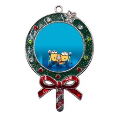 Minions, Blue, Cartoon, Cute, Friends Metal X mas Lollipop With Crystal Ornament by nateshop