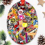 Sticker Bomb, Art, Cartoon, Dope Ornament (Oval) Front