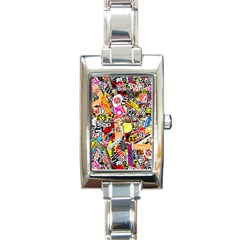 Sticker Bomb, Art, Cartoon, Dope Rectangle Italian Charm Watch by nateshop