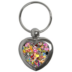 Sticker Bomb, Art, Cartoon, Dope Key Chain (heart) by nateshop