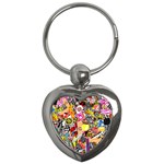 Sticker Bomb, Art, Cartoon, Dope Key Chain (Heart) Front