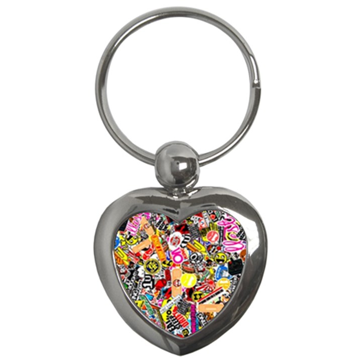 Sticker Bomb, Art, Cartoon, Dope Key Chain (Heart)