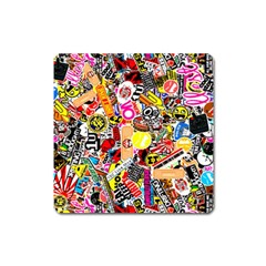 Sticker Bomb, Art, Cartoon, Dope Square Magnet by nateshop