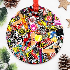 Sticker Bomb, Art, Cartoon, Dope Round Ornament (two Sides)