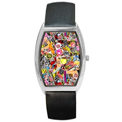 Sticker Bomb, Art, Cartoon, Dope Barrel Style Metal Watch by nateshop