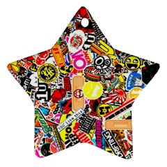 Sticker Bomb, Art, Cartoon, Dope Star Ornament (two Sides) by nateshop