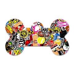 Sticker Bomb, Art, Cartoon, Dope Dog Tag Bone (two Sides) by nateshop