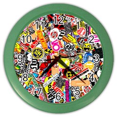 Sticker Bomb, Art, Cartoon, Dope Color Wall Clock by nateshop