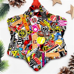 Sticker Bomb, Art, Cartoon, Dope Snowflake Ornament (two Sides)