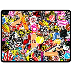 Sticker Bomb, Art, Cartoon, Dope Fleece Blanket (large) by nateshop