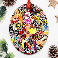 Sticker Bomb, Art, Cartoon, Dope Ornament (oval Filigree)