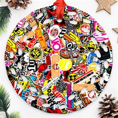 Sticker Bomb, Art, Cartoon, Dope Ornament (round Filigree)