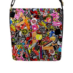 Sticker Bomb, Art, Cartoon, Dope Flap Closure Messenger Bag (l) by nateshop