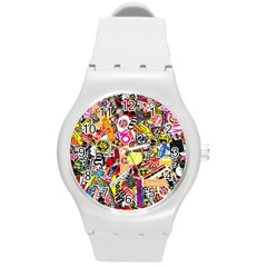 Sticker Bomb, Art, Cartoon, Dope Round Plastic Sport Watch (m) by nateshop