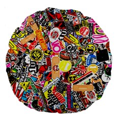 Sticker Bomb, Art, Cartoon, Dope Large 18  Premium Flano Round Cushions by nateshop