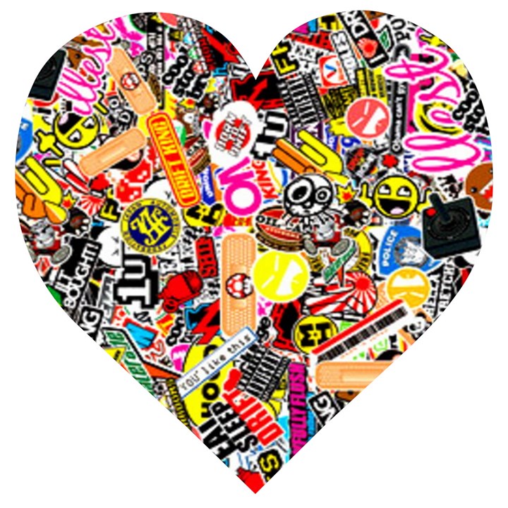 Sticker Bomb, Art, Cartoon, Dope Wooden Puzzle Heart