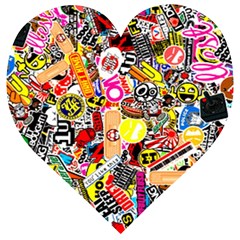 Sticker Bomb, Art, Cartoon, Dope Wooden Puzzle Heart by nateshop