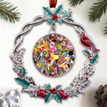 Sticker Bomb, Art, Cartoon, Dope Metal X mas Wreath Holly leaf Ornament Front