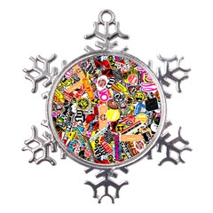 Sticker Bomb, Art, Cartoon, Dope Metal Large Snowflake Ornament by nateshop