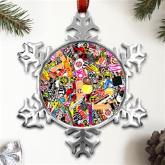 Sticker Bomb, Art, Cartoon, Dope Metal Small Snowflake Ornament by nateshop