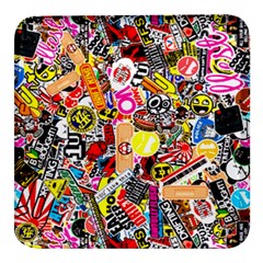 Sticker Bomb, Art, Cartoon, Dope Square Glass Fridge Magnet (4 Pack) by nateshop