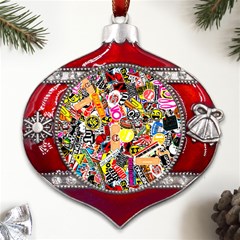 Sticker Bomb, Art, Cartoon, Dope Metal Snowflake And Bell Red Ornament by nateshop