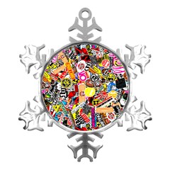 Sticker Bomb, Art, Cartoon, Dope Metal Small Snowflake Ornament by nateshop