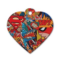 Comic Cartoon Pattern Dog Tag Heart (one Side) by pakminggu