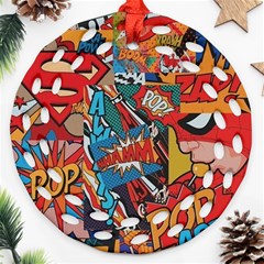 Comic Cartoon Pattern Ornament (round Filigree)