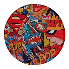 Comic Cartoon Pattern Round Glass Fridge Magnet (4 Pack) by pakminggu