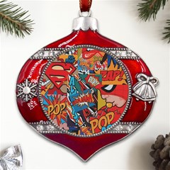 Comic Cartoon Pattern Metal Snowflake And Bell Red Ornament