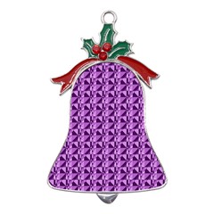 Violet Geometry Metal Holly Leaf Bell Ornament